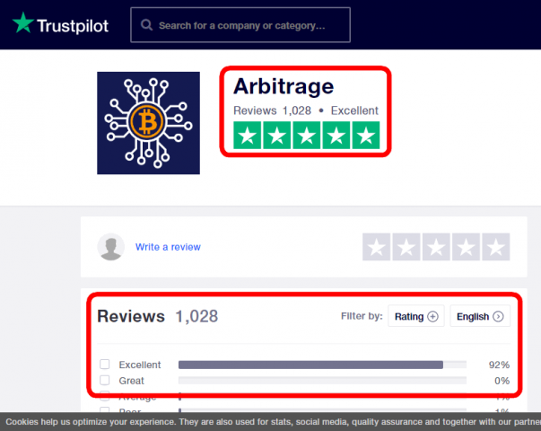 Arbitrage.is reviews by trustpilot